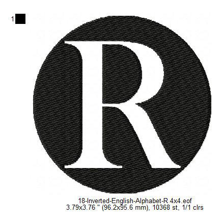 R English Alphabets Lettes Machine Embroidery Digitized Design Files