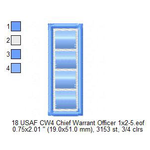 US Air Force USAF CW4 Chief Warrant Officer Military Insignia Symbols Emblems Patches Machine Embroidery Digitized Design Files