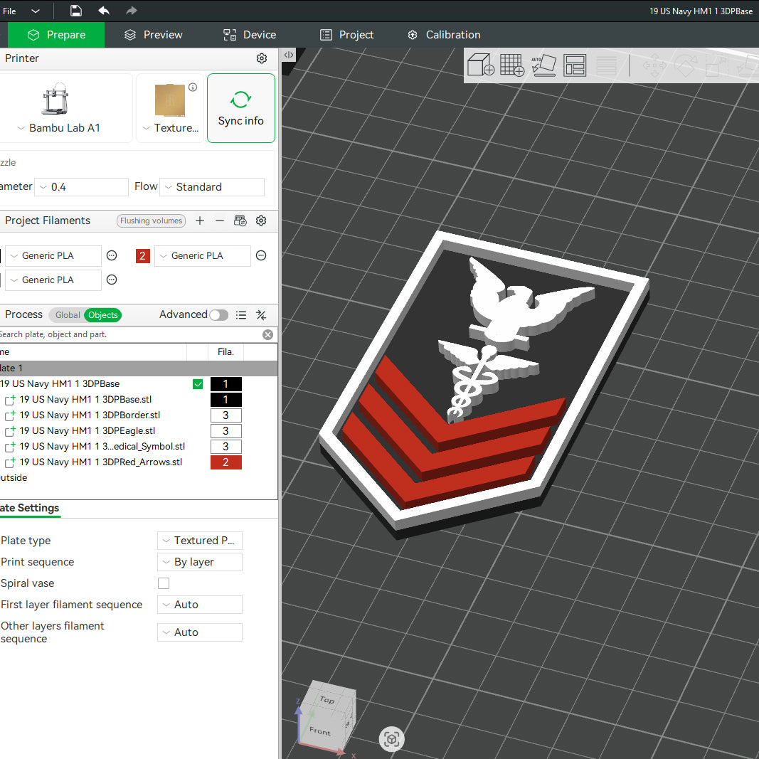 US Navy Hospital Corpsman HM1 Petty Officer Insignia Symbols 3D STL Files For 3D Printing Using 3D Printer Machines