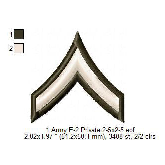 US Army E-2 Private E-3 Private 1st First Class Military  Insignia Symbols Emblems Patches Machine Embroidery Digitized Design Files
