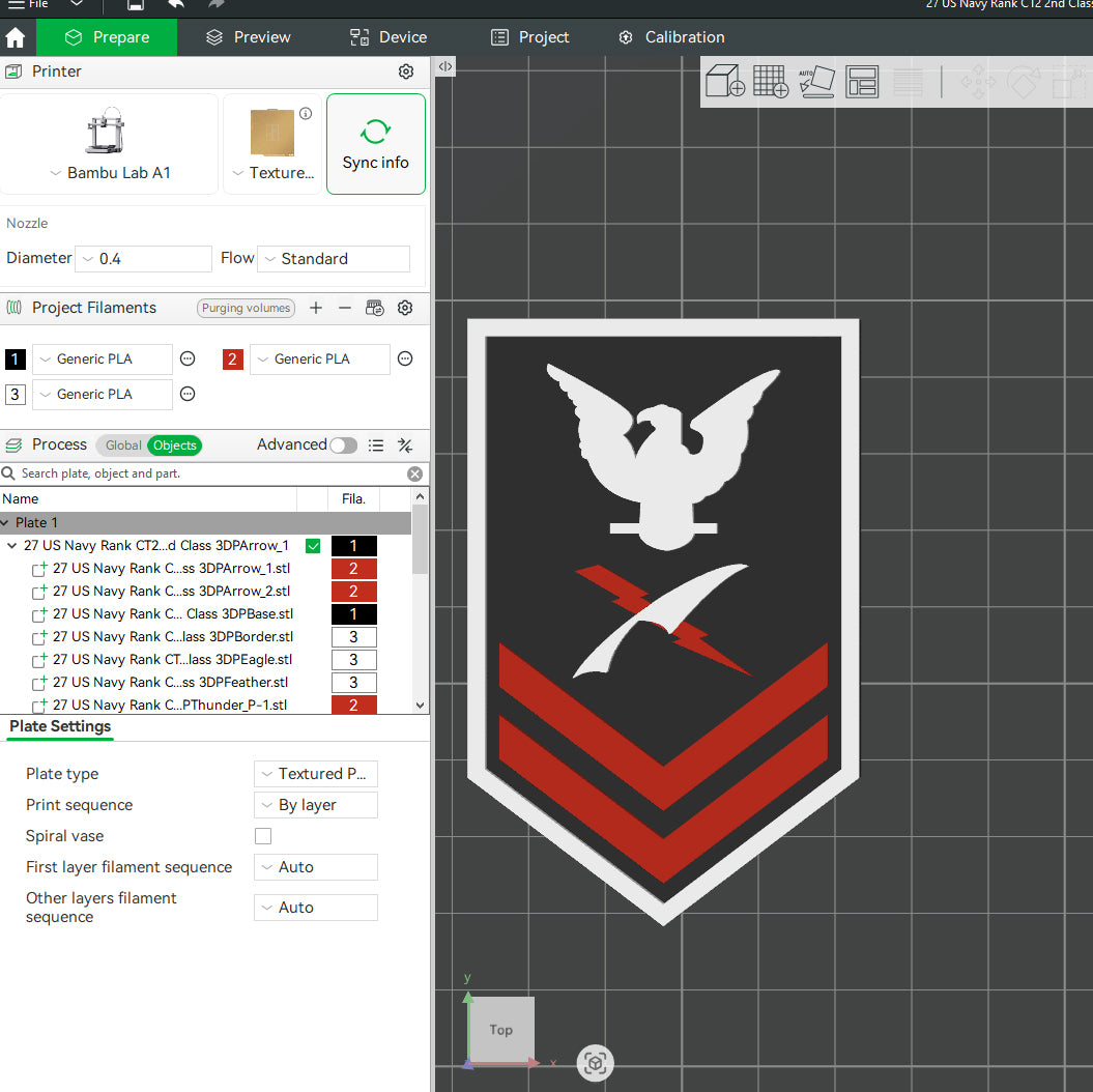 US Navy Cryptologic Technician 2nd Class CT2 Petty Officer Insignia Emblem Symbols 3D STL Files For 3D Printing Using 3D Printer Machines