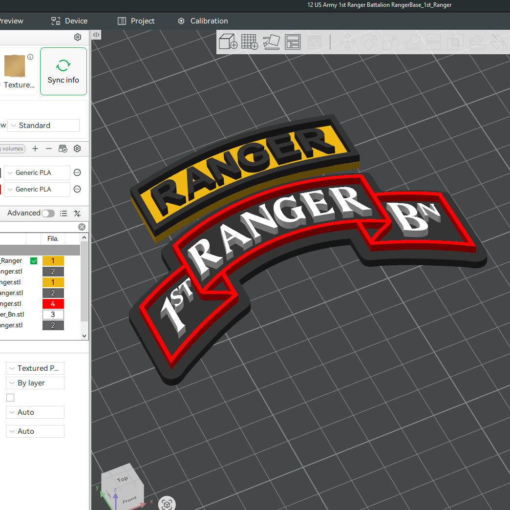 US Army 1st Ranger Bn Ranger Battalion Officer Insignia Emblem Symbols 3D STL Files For 3D Printing Using 3D Printer Machines