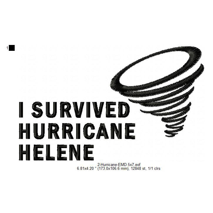 Hurricane Helene Storm Cyclone Machine Embroidery Digitized Design Files