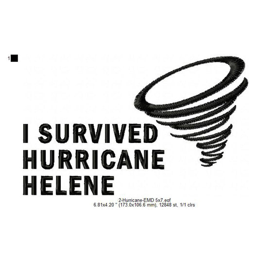 Hurricane Helene Storm Cyclone Machine Embroidery Digitized Design Files
