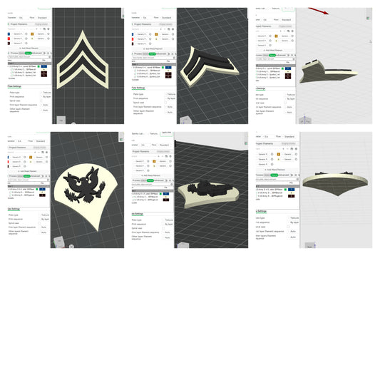US Army Military E-4 Corporal E-4 Specialist Officer Insignia Emblem Symbols 3D STL Files For 3D Printing Using 3D Printer Machines
