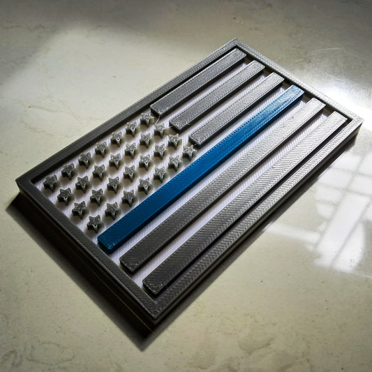 Thin Blue Line Flag Police Officer Remember Badge 3D STL Files For 3D Printing Using 3D Printer Machines