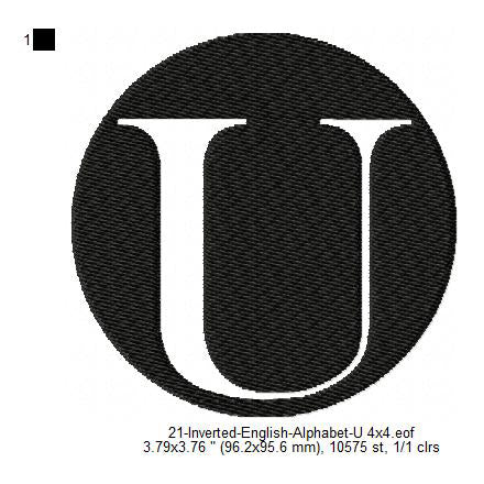 U English Alphabets Lettes Machine Embroidery Digitized Design Files