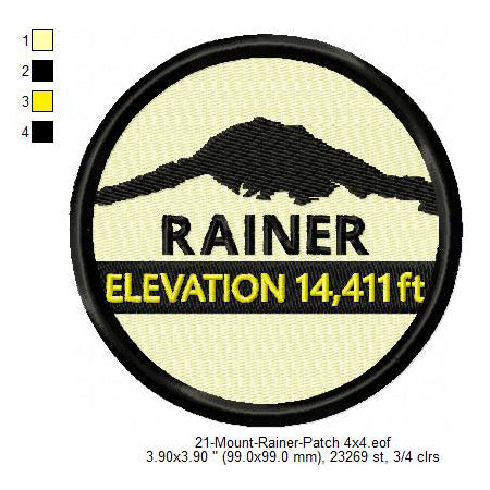 Mount Rainer Mountains Merit Badge Machine Embroidery Digitized Design Files