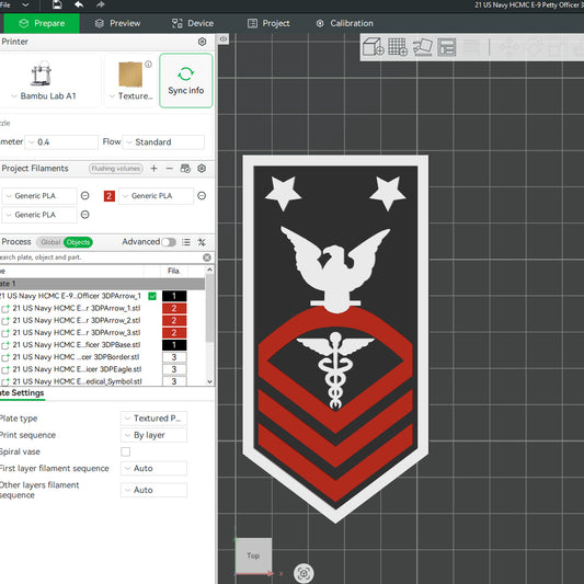 US Navy HCMC E-9 Petty Officer Insignia Emblem Symbols 3D STL Files For 3D Printing Using 3D Printer Machines