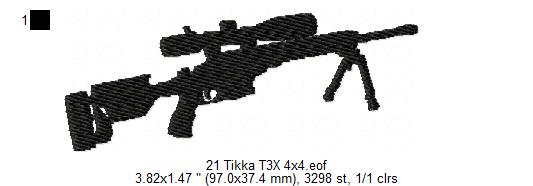 USA Popular Weapons Guns Rifles Silhouette Shadow Machine Embroidery Digitized Design Files | Dst | Pes | Hus | VP3 (Copy)