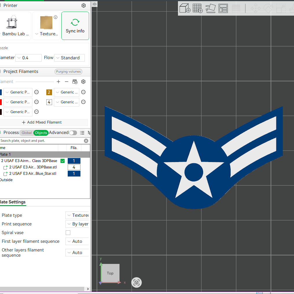 US Air Force USAF E2 Airman, E3 Airman 1st Class, E4 Senior Airman Rank Insignia Emblem Symbol 3D STL Files For 3D Printing Using 3D Printer