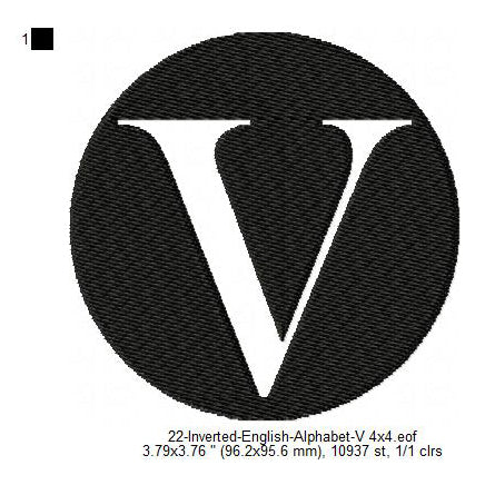 V English Alphabets Lettes Machine Embroidery Digitized Design Files