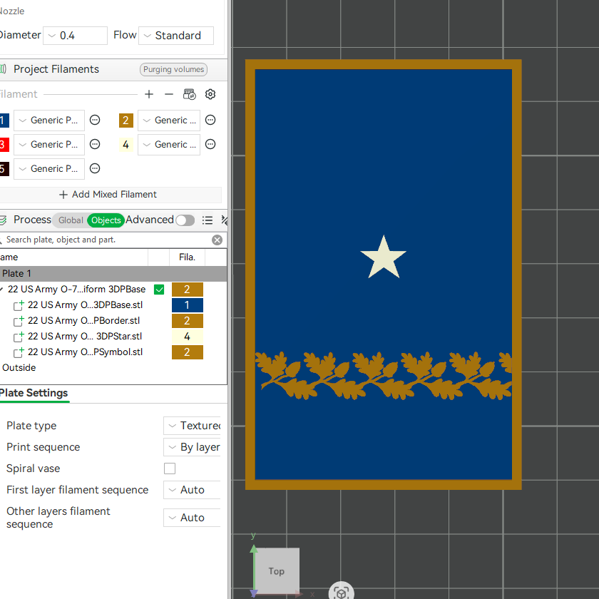 US Army Military O-7 Brigadier General Mess Uniform Officer Insignia Emblem Symbols 3D STL Files For 3D Printing Using 3D Printer Machines