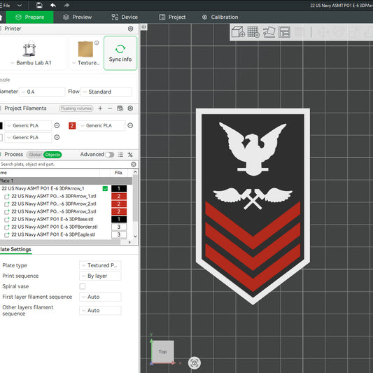 US Navy ASMT PO1 E-6 Petty Officer Insignia Emblem Symbols 3D STL Files For 3D Printing Using 3D Printer Machines
