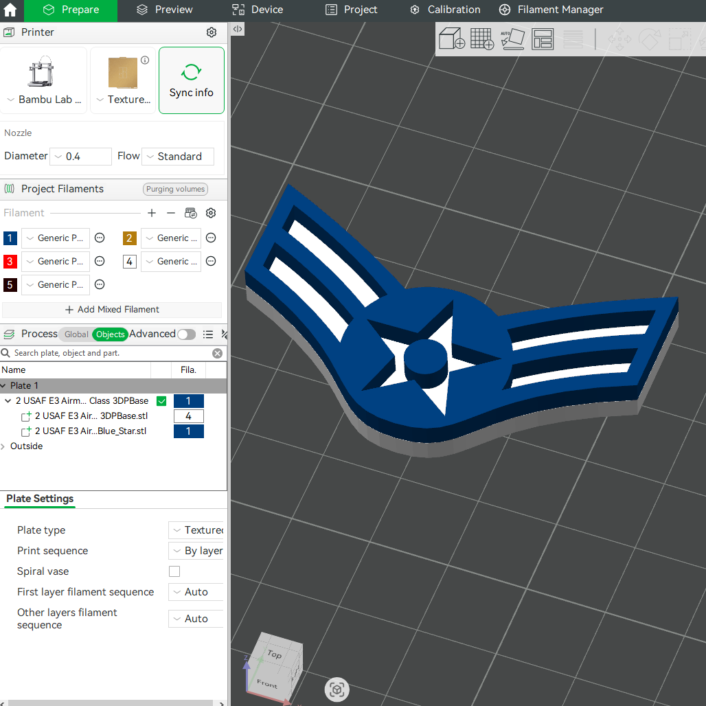 US Air Force USAF E2 Airman, E3 Airman 1st Class, E4 Senior Airman Rank Insignia Emblem Symbol 3D STL Files For 3D Printing Using 3D Printer