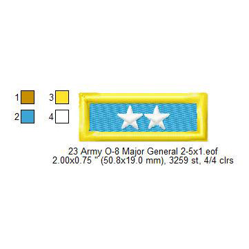 US Army O-8 Major General Mess Uniform Insignia Symbols Emblems Patches Machine Embroidery Digitized Design Files