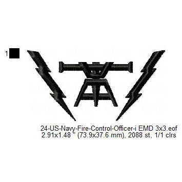 US Navy Fire Control Petty Officer Insignia Patch Machine Embroidery Digitized Design Files