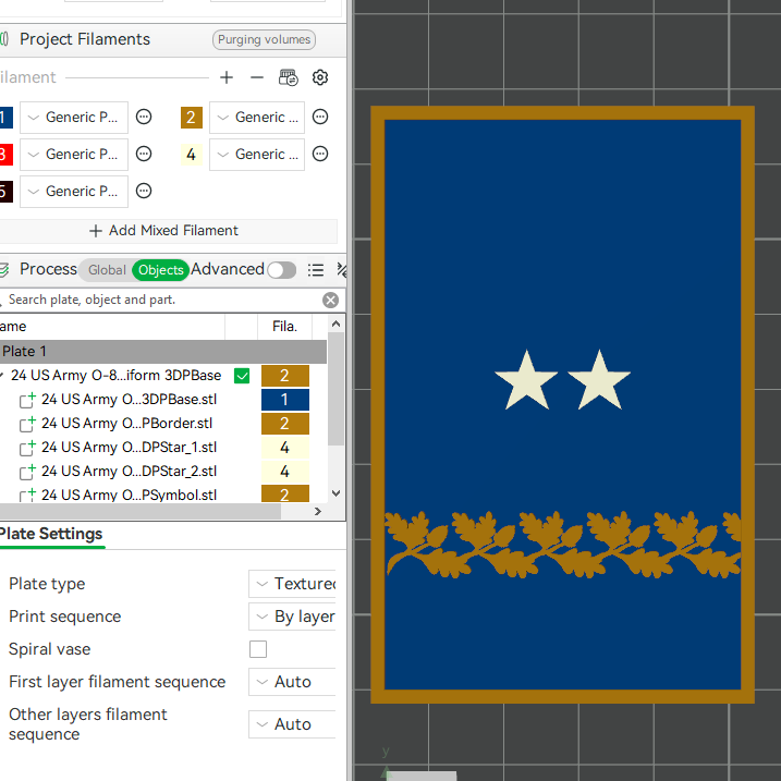 US Army Military O-8 Major General Mess Uniform Officer Insignia Emblem Symbols 3D STL Files For 3D Printing Using 3D Printer Machines