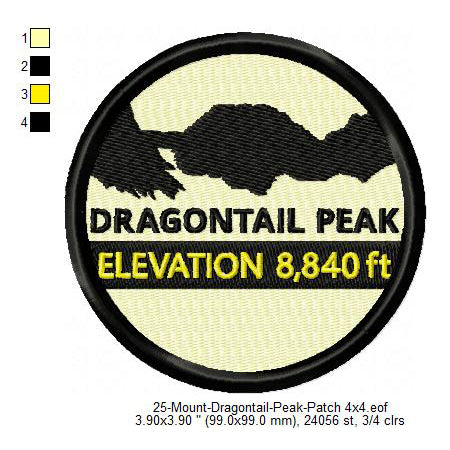 Mount Dragontail Peak Mountains Merit Badge Machine Embroidery Digitized Design Files