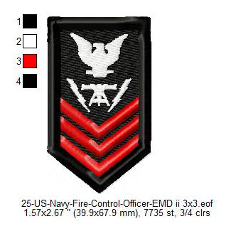 US Navy Fire Control Petty Officer Insignia Patch Machine Embroidery Digitized Design Files