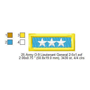 US Army  O-9 Lieutenant General Mess Uniform Insignia Symbols Emblems Patches Machine Embroidery Digitized Design Files