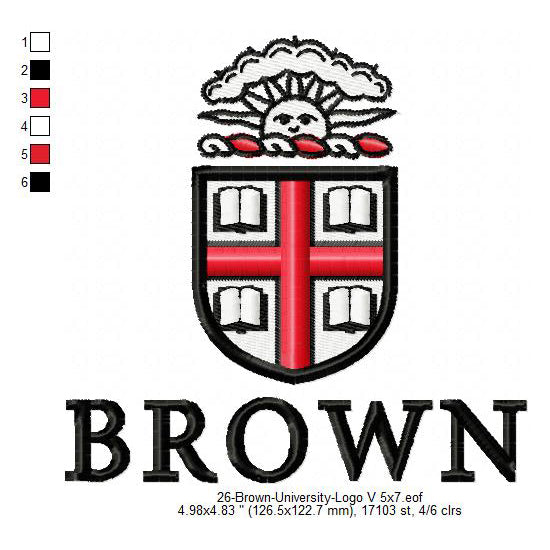 Brown University Logo Machine Embroidery Digitized Design Files
