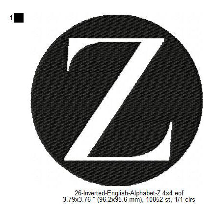 Z English Alphabets Lettes Machine Embroidery Digitized Design Files