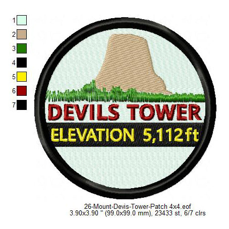 Mount Devis Tower Mountains Merit Badge Machine Embroidery Digitized Design Files