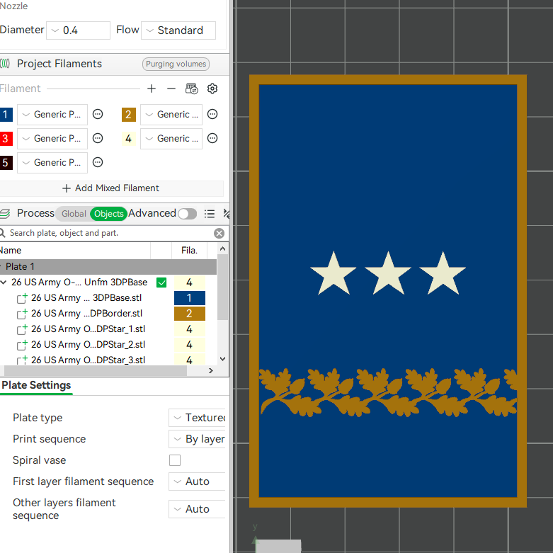 US Army Military O-9 Lieutenant Mess Uniform Officer Insignia Emblem Symbols 3D STL Files For 3D Printing Using 3D Printer Machines