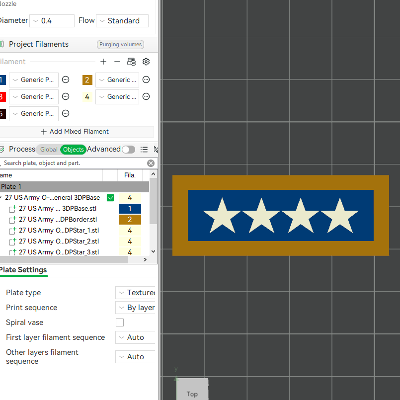 US Army Military O-10 General Mess Uniform Officer Insignia Emblem Symbols 3D STL Files For 3D Printing Using 3D Printer Machines