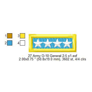 US Army O-10 General Mess Uniform Insignia Symbols Emblems Patches Machine Embroidery Digitized Design Files