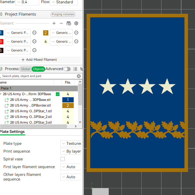 US Army Military O-10 General Mess Uniform Officer Insignia Emblem Symbols 3D STL Files For 3D Printing Using 3D Printer Machines