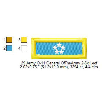 US Army O-11 General Of The Army Mess Uniform Insignia Symbols Emblems Patches Machine Embroidery Digitized Design Files