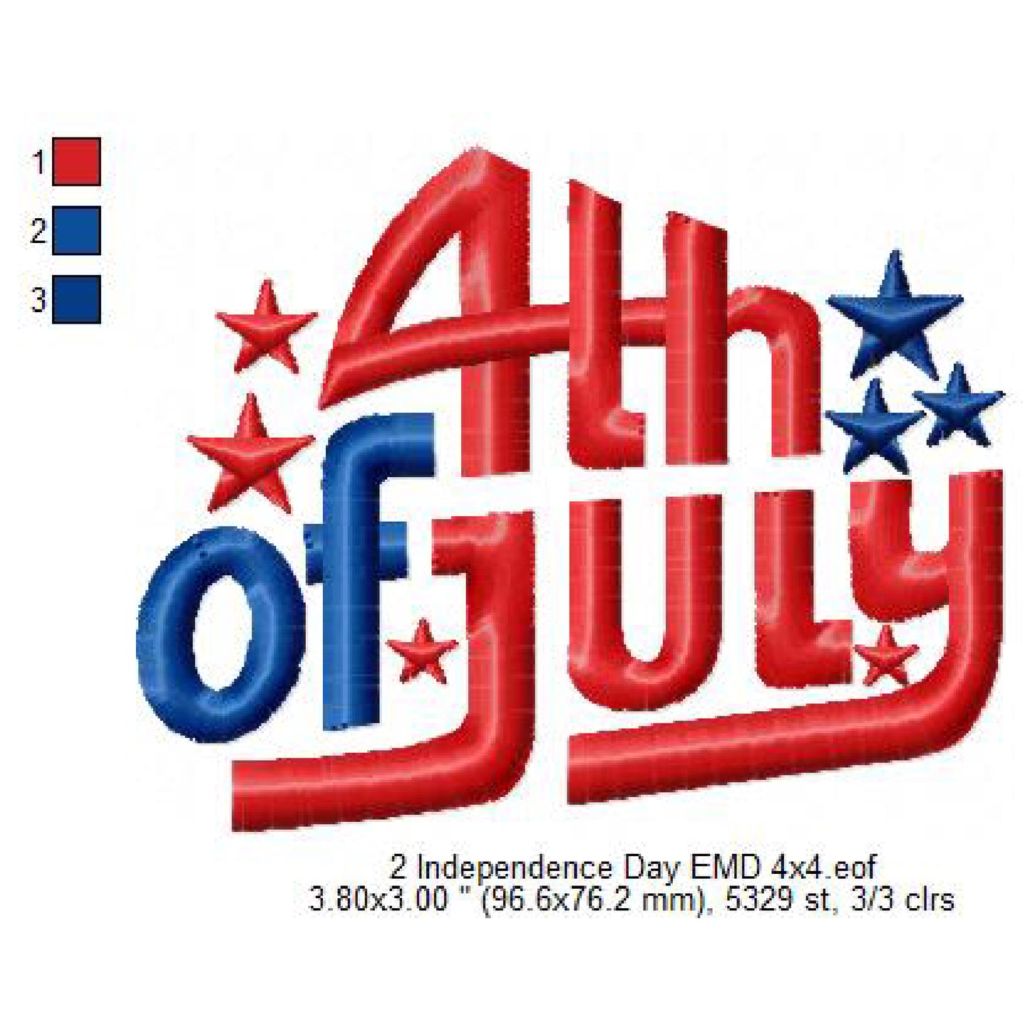 USA Independence Day Happy 4th of July Machine Embroidery Digitized Design Files | Dst | Pes | Hus | VP3