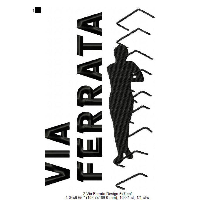 Via Ferrata Rock Mountain Climbing Hiking Hill Trekking Hikers Silhouette Machine Embroidery Digitized Design Files