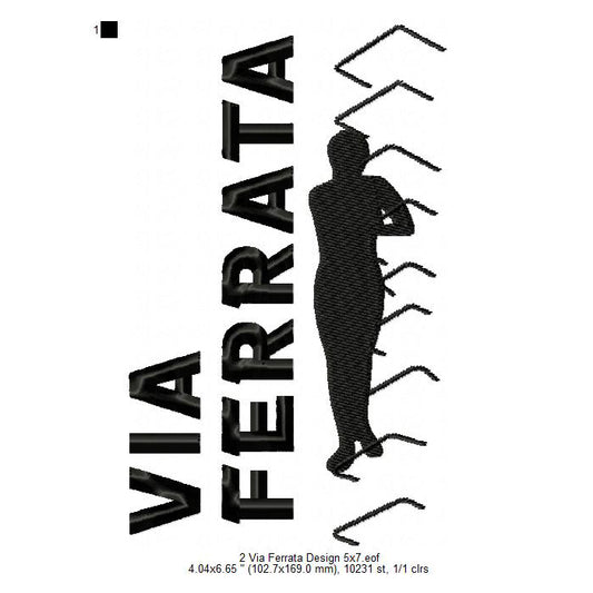 Via Ferrata Rock Mountain Climbing Hiking Hill Trekking Hikers Silhouette Machine Embroidery Digitized Design Files