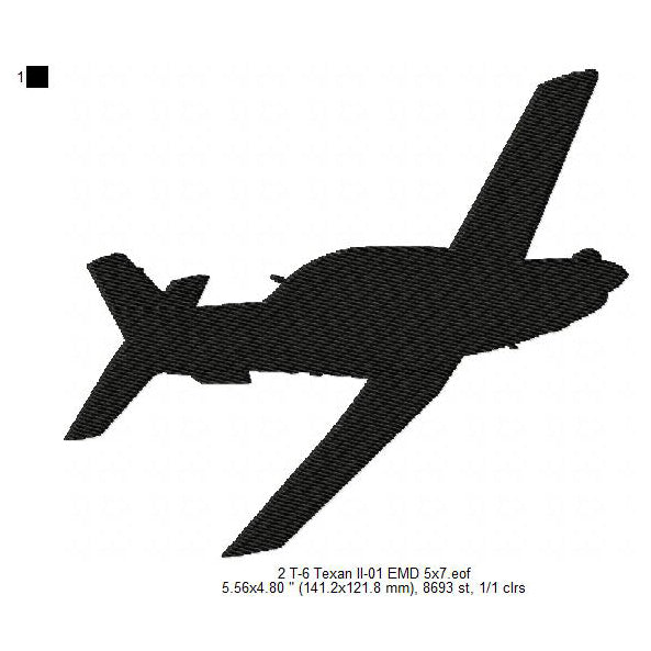 Cessna 172 Skyhawk, T-6 Texan, Th-73 Thrasher, T-54 Marlin US Navy Aircrafts Silhouette Set Machine Embroidery Digitized Design Files