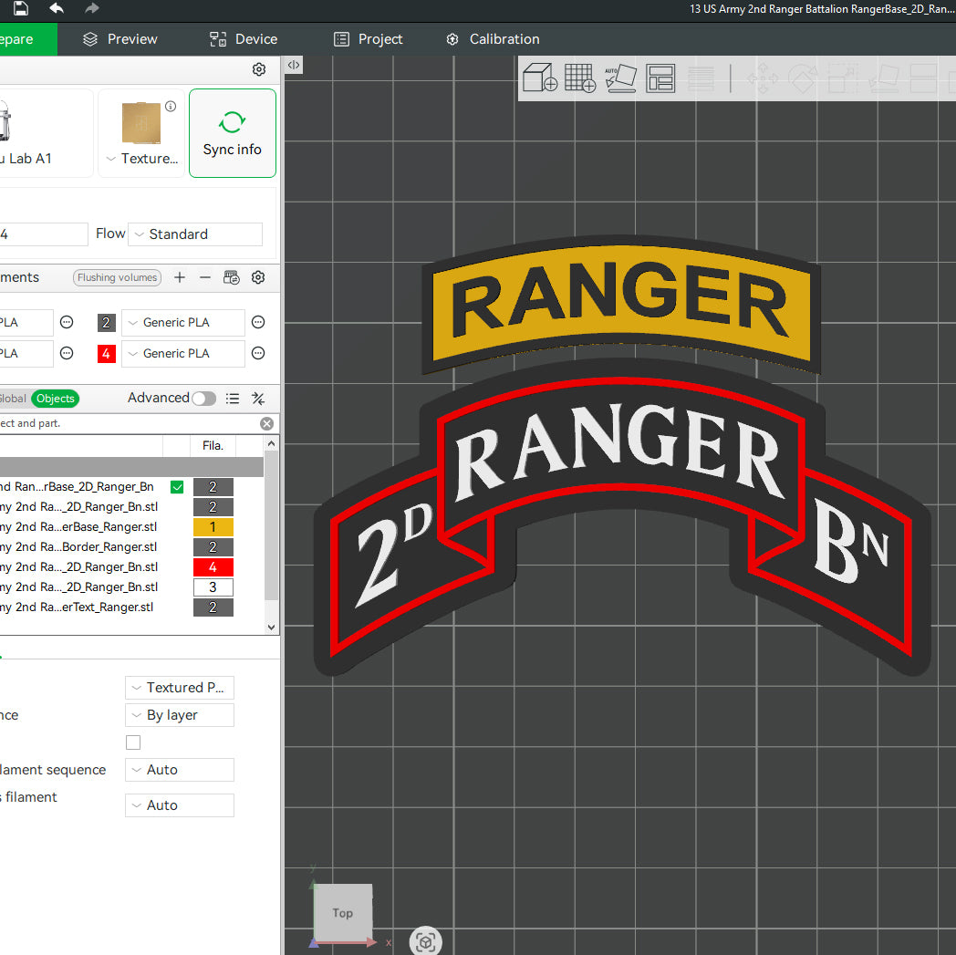 US Army 2nd Ranger Bn Ranger Battalion Officer Insignia Emblem Symbols 3D STL Files For 3D Printing Using 3D Printer Machines