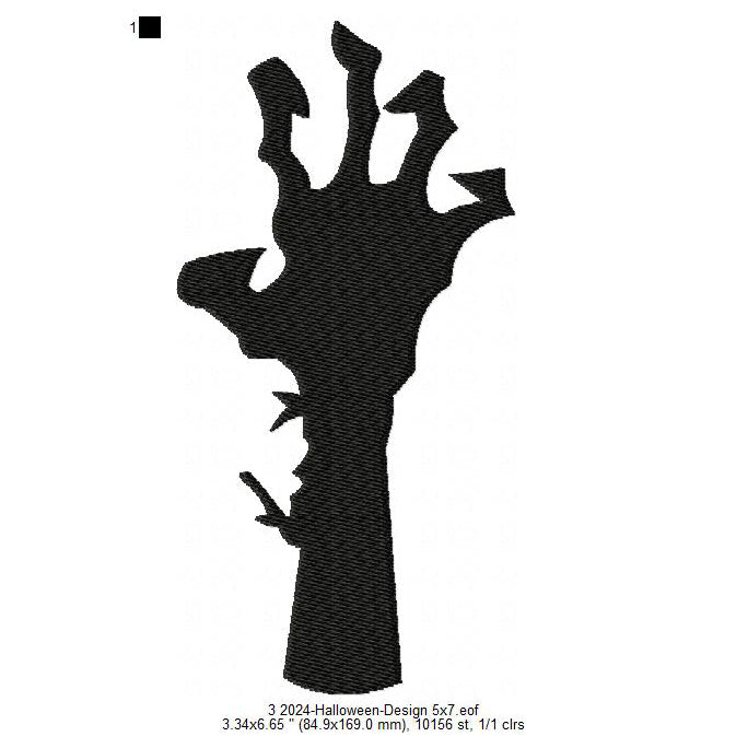 Halloween Scary Hand Shadow Symbols Silhouette Machine Embroidery Digitized Design Files