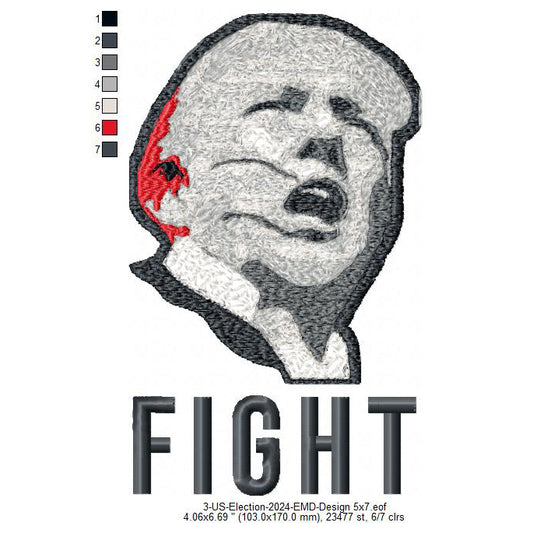 Donald Trump Fight America Shooting USA Election Machine Embroidery Digitized Design Files