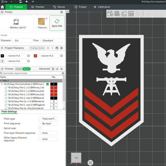 US Navy Fire Control Officer Insignia Emblem Symbols 3D STL Files For 3D Printing Using 3D Printer Machines
