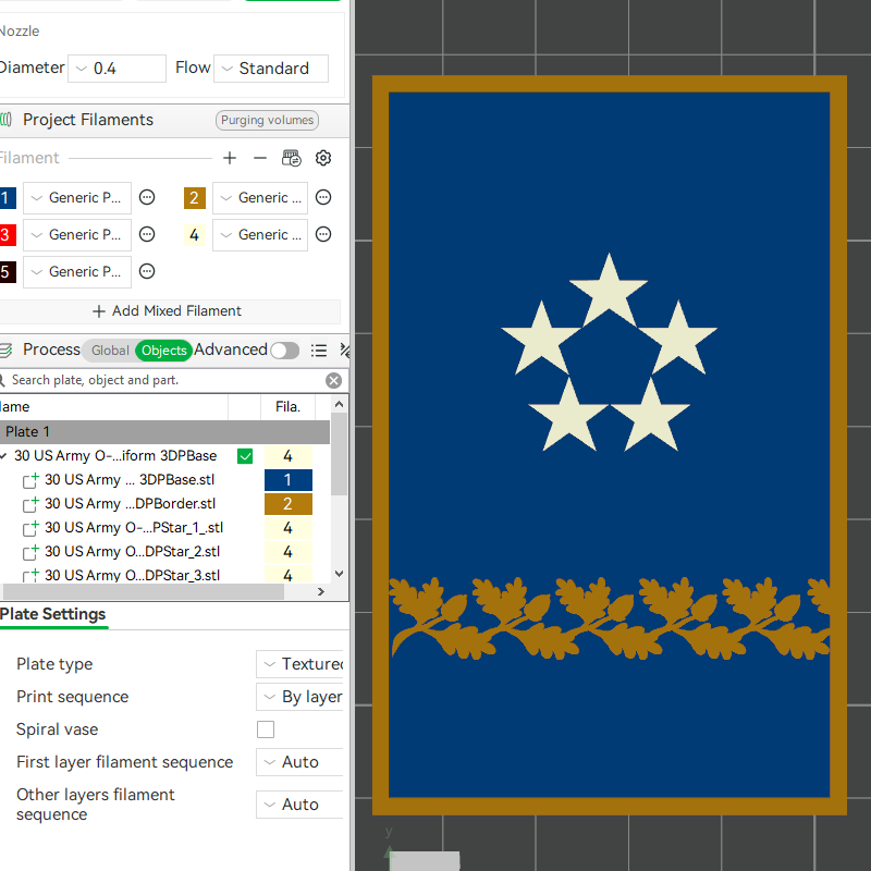 US Army Military O-11 General Of The Army Mess Uniform Officer Insignia Emblem Symbols 3D STL Files For 3D Printing Using 3D Printer Machines