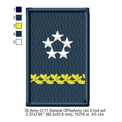 US Army O-11 General Of The Army Mess Uniform Insignia Symbols Emblems Patches Machine Embroidery Digitized Design Files
