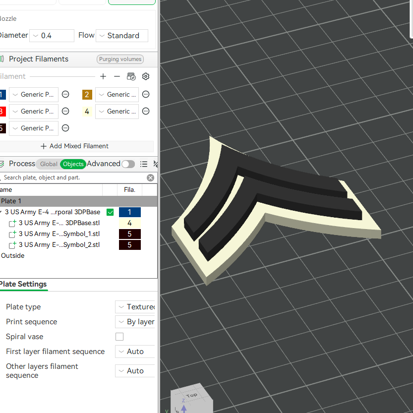 US Army Military E-4 Corporal E-4 Specialist Officer Insignia Emblem Symbols 3D STL Files For 3D Printing Using 3D Printer Machines