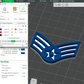 US Air Force USAF E2 Airman, E3 Airman 1st Class, E4 Senior Airman Rank Insignia Emblem Symbol 3D STL Files For 3D Printing Using 3D Printer