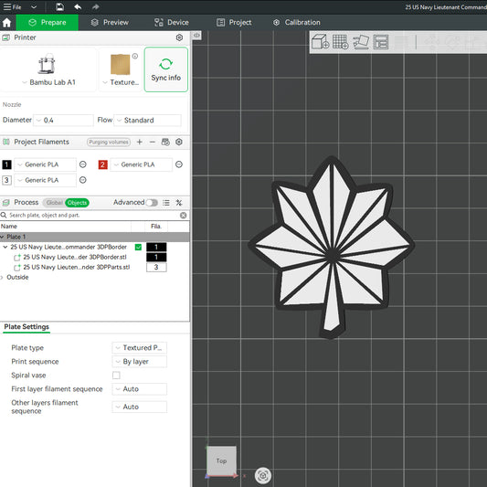 US Navy Lieutenant Commander Pattie Officer Insignia Emblem Symbols 3D STL Files For 3D Printing Using 3D Printer Machines