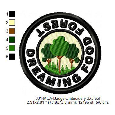 Dreaming Food Forest Merit Adulting Badge Machine Embroidery Digitized Design Files