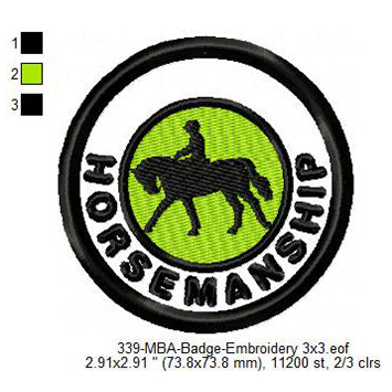 Horsemanship Merit Adulting Badge Machine Embroidery Digitized Design Files