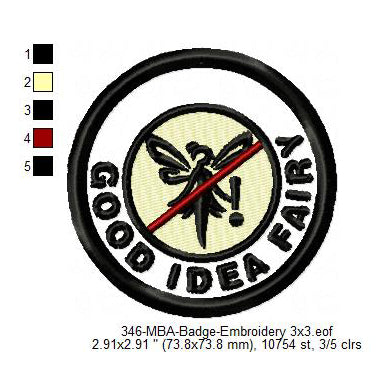 Good Idea Fairy Merit Adulting Badge Machine Embroidery Digitized Design Files