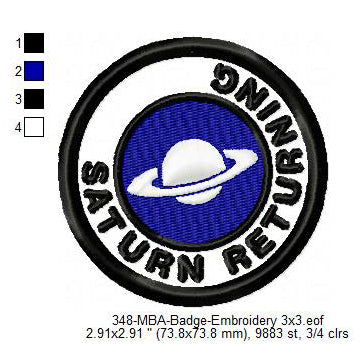 Saturn Returning Merit Badge Machine Embroidery Digitized Design Files